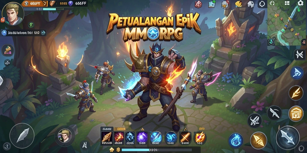 Screenshot utama 666FF menampilkan pertempuran epik di arena MMORPG.
