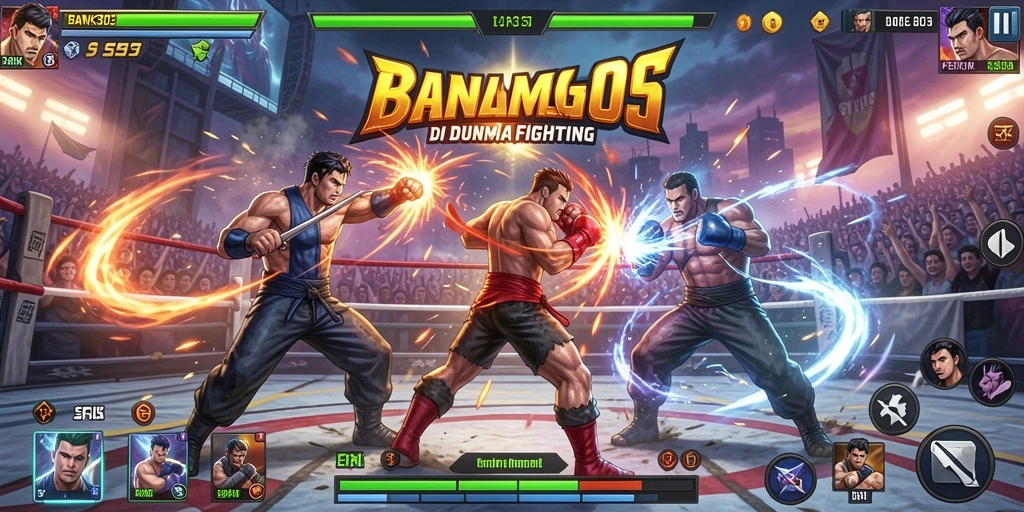 Tampilan gameplay seru dari BANK303 saat pertarungan berlangsung.