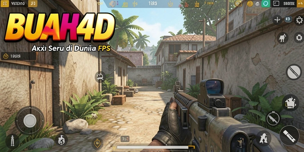 Tangkapan layar menunjukkan aksi intens dalam permainan FPS BUAH4D.