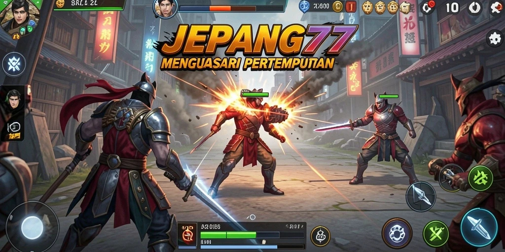 Screenshot dari gameplay JEPANG77 yang menunjukkan pertempuran taktis.