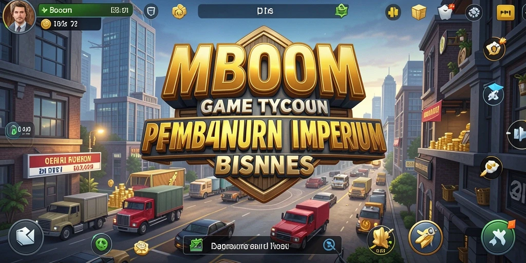 Tampilan menarik dari gameplay MBOOM yang menunjukkan pengelolaan bisnis Tycoon.
