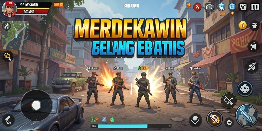 Screenshot gameplay MERDEKAWIN yang intens dan penuh aksi.