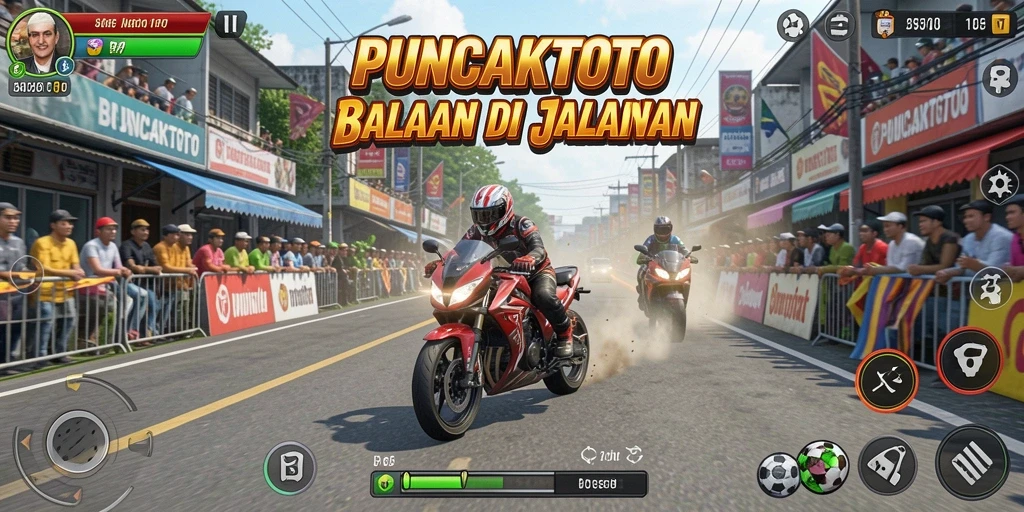 Tampilan gameplay PUNCAKTOTO yang mendebarkan di trek balap.